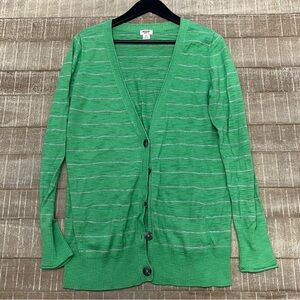 Green Striped Women's Sweater large